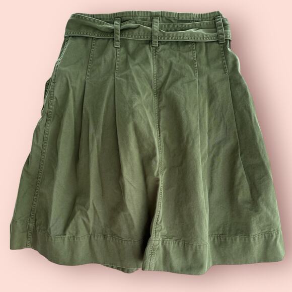 J Crew Chino Trench Flare Skirt Size 2 Green 100% Cotton Button Front Cargo - Picture 3 of 5